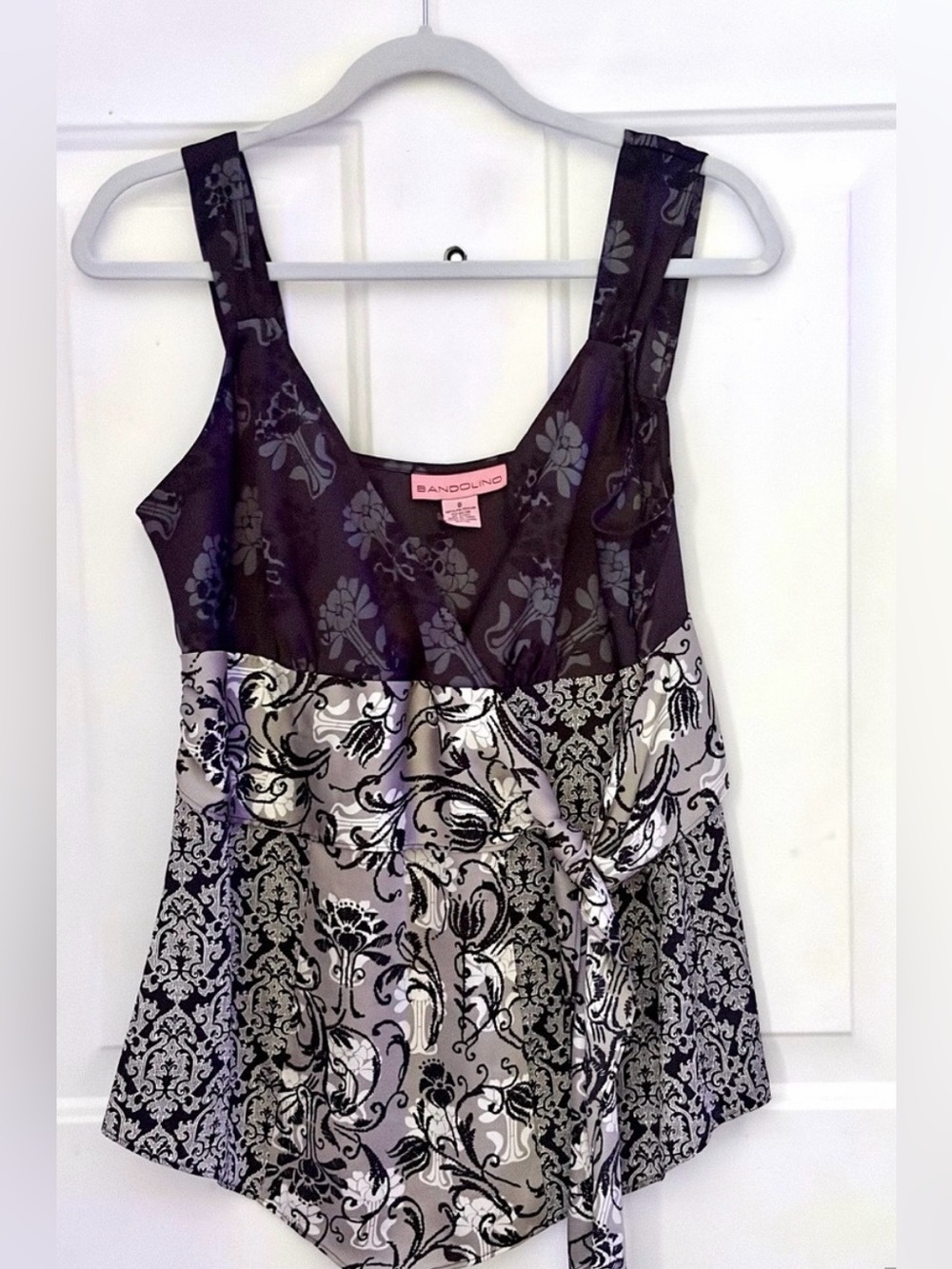 Bandolino soft drape top with subtle sheen.